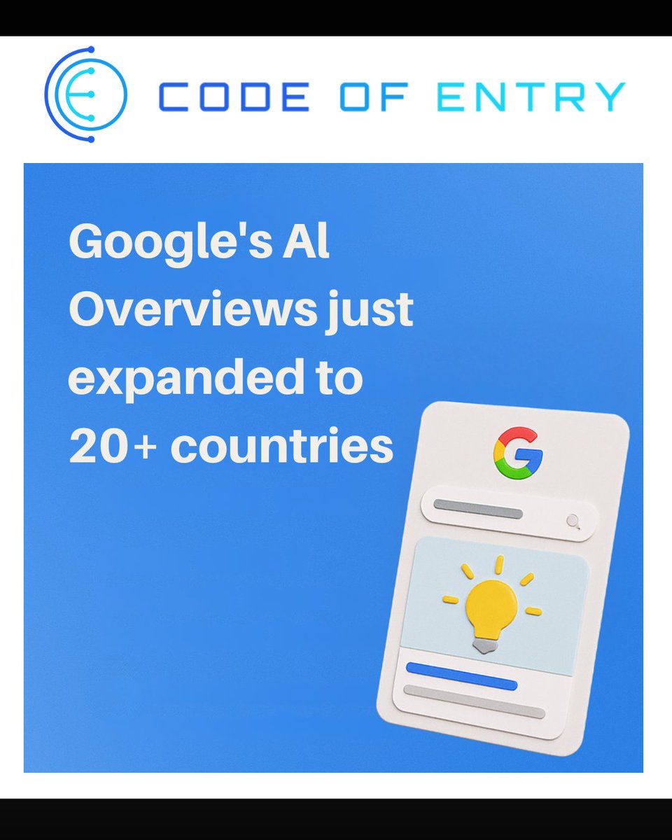 codeofentry's tweet image. 🤖 Google’s AI Overviews just expanded to 20+ countries.
What does that mean for you? Fewer clicks if you don’t show up in Featured Snippets.
✅ Time to create content that answers questions fast.
#AISEO #ContentStrategy #FeaturedSnippet