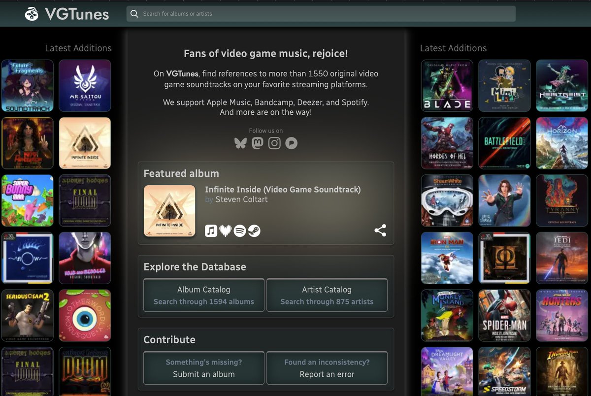 Maze Theory (@maze_theory) on Twitter photo Yesterday, <a href="/InfiniteInside_/">Infinite Inside</a> music playlist was featured on VG Tunes 🎶You can listen to the entire playlist composed and produced by <a href="/ColtartMusic/">Steven Coltart</a>
vgtunes.chsxf.dev/albums/vtv2ukg… Yesterday, <a href="/InfiniteInside_/">Infinite Inside</a> music playlist was featured on VG Tunes 🎶You can listen to the entire playlist composed and produced by <a href="/ColtartMusic/">Steven Coltart</a>
vgtunes.chsxf.dev/albums/vtv2ukg…