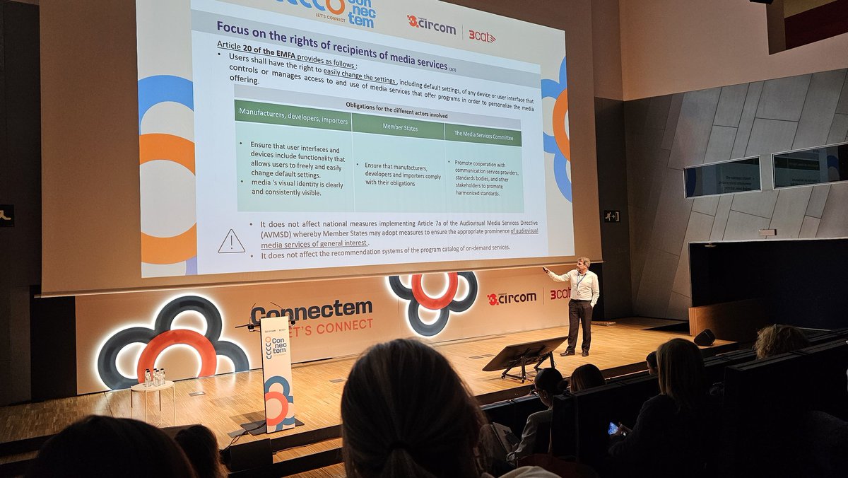 CIRCOMRegional's tweet image. EU media regulation at the help of journalists and media - explained by Carlos Aguilar Paredes, chair of EBMS, at @CIRCOMRegional Annual Conference, hosted by @som3cat in Barcelona.
Let's connect and innovate!
CONNECTEM!
#CIRCOM2025