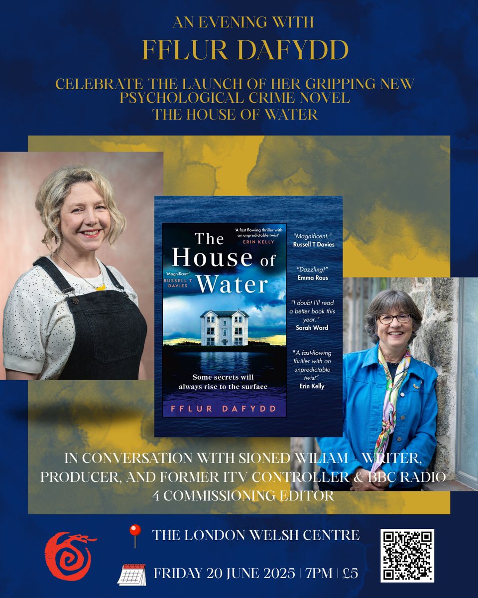 Join award-winning author and screenwriter Fflur Dafydd for a special evening celebrating the release of her gripping new psychological crime novel, The House of Water, published by Hodder &amp; Stoughton.

#booklaunch #londonwelshcentre #houseofwater #fflurdafydd #hodderstoughton