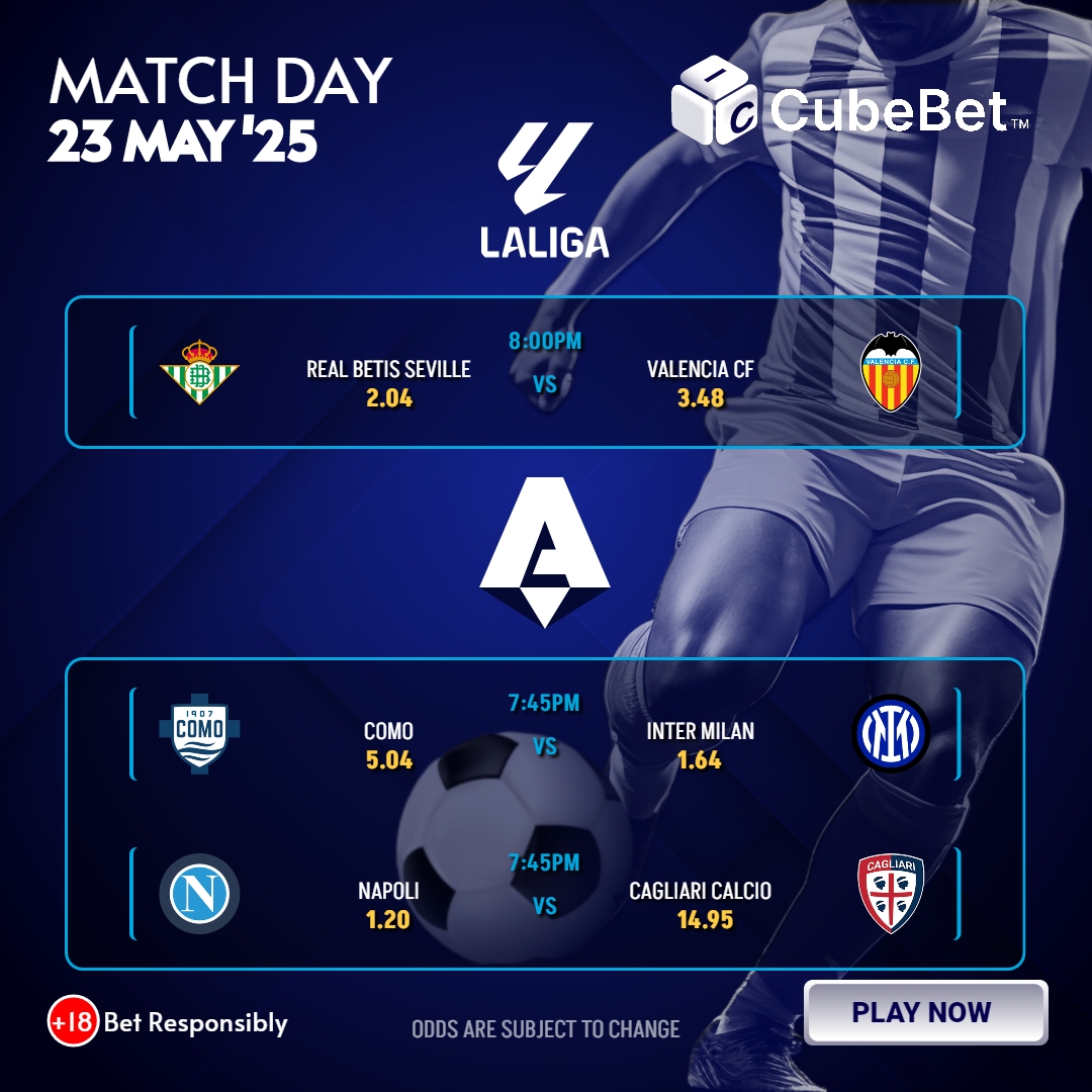 cubebetng's tweet photo. Bet with the biggest odds and best bonuses on today's game.

Tips.
✅ 𝗢𝘃𝗲𝗿 𝟮.𝟱 𝗚𝗼𝗮𝗹𝘀⚡️
✅ 𝗕𝗼𝘁𝗵 𝗧𝗲𝗮𝗺𝘀 𝘁𝗼 𝗦𝗰𝗼𝗿𝗲 ⚡️

Bet Now ➡️ https://t.co/9qGMD82nuG

#Laliga #SerieA
#BetWithCubeBet
#WhereWinningWorks https://t.co/YnPRPoRQ1u