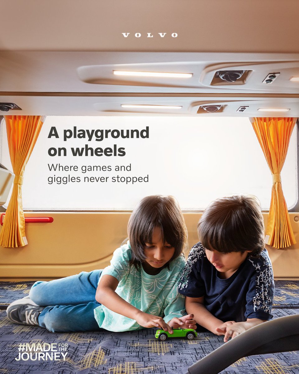 VolvoBusesIN's tweet photo. When there was room to stretch, space to play, and no bumps to break the fun, sibling stories flowed seat after seat. Because the best part of summer was always the journey together.
#MadeForTheJourney #VolvoBusesIndia #Volvo9600Coach https://t.co/mMUb7K69Hy