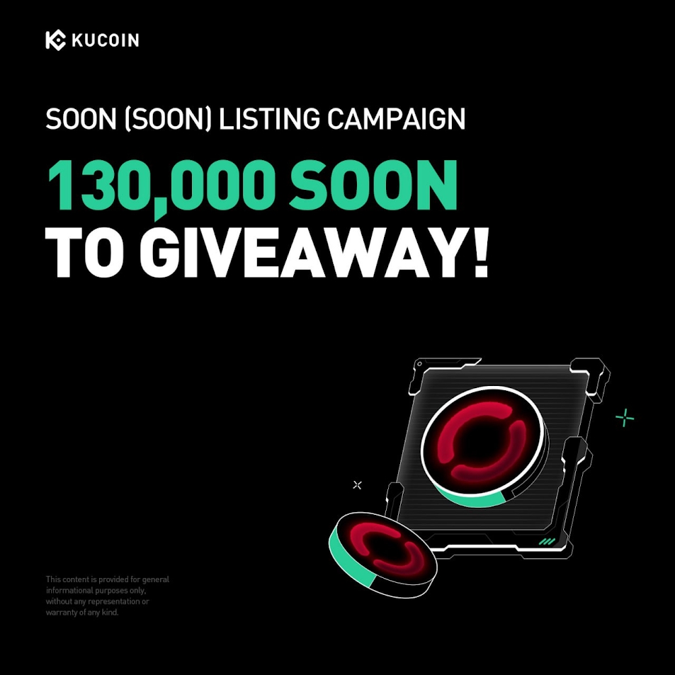 KuCoin (@kucoincom) on Twitter photo 📢 <a href="/soon_svm/">SOON - Solana Optimistic Network (Mainnet Arc)</a> $SOON is now live on #KuCoinSpotMarket!
Trade SOON/USDT and explore the power of Solana-level performance across every L1.
🎁 130,000 SOON up for grabs in the SOON Listing Campaign!
Join the campaign: kucoin.com/platform/tradi…
#KuListing #SOON 📢 <a href="/soon_svm/">SOON - Solana Optimistic Network (Mainnet Arc)</a> $SOON is now live on #KuCoinSpotMarket!
Trade SOON/USDT and explore the power of Solana-level performance across every L1.
🎁 130,000 SOON up for grabs in the SOON Listing Campaign!
Join the campaign: kucoin.com/platform/tradi…
#KuListing #SOON