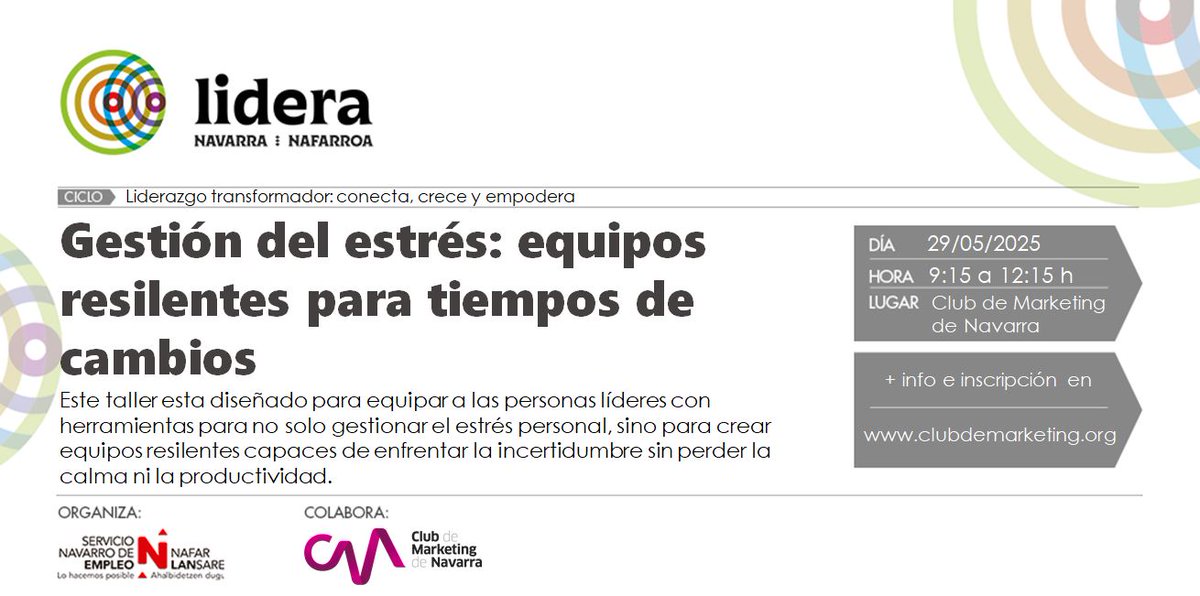 🚀 La semana que viene cerramos el ciclo de liderazgo transformador con: Gestión del estrés: equipos resilientes para tiempos de cambio.
Aprende a:
✔️ Reducir el estrés personal y grupal
✔️ Crear hábitos de bienestar en tu equipo
<a href="/empleo_na/">Empleo - Lansare</a> 
👉 bit.ly/gestionestres2…