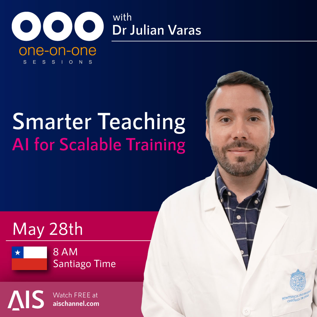 AIS Channel (@aischannel) on Twitter photo 🗓️ Next week on AIS: The future of learning!
🤖 May 28: Q&A with Dr. Julián Varas (<a href="/julianvarascom/">Julian Varas</a>, @facmedicinauc) on #AI for #SmartTraining! Ask live!
🔗 aischannel.com/coffee-with/ju…
📚 Plus, explore 1000s of hours of on-demand content anytime! #IamAIS #EdTech 🗓️ Next week on AIS: The future of learning!
🤖 May 28: Q&A with Dr. Julián Varas (<a href="/julianvarascom/">Julian Varas</a>, @facmedicinauc) on #AI for #SmartTraining! Ask live!
🔗 aischannel.com/coffee-with/ju…
📚 Plus, explore 1000s of hours of on-demand content anytime! #IamAIS #EdTech