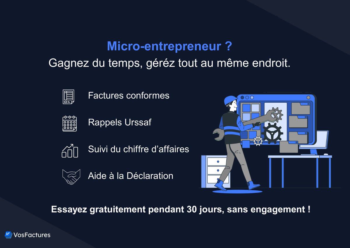 Gagnez du temps avec VosFactures : un logiciel pensé pour votre régime de la micro-entrerise. 
Factures conformes, rappels Urssaf, suivi du CA, paiement en ligne…

Tout pour gérer votre activité simplement.
 👉 vosfactures.fr/autoentreprene… 

#facturation #EnLigne #MicroEntreprise