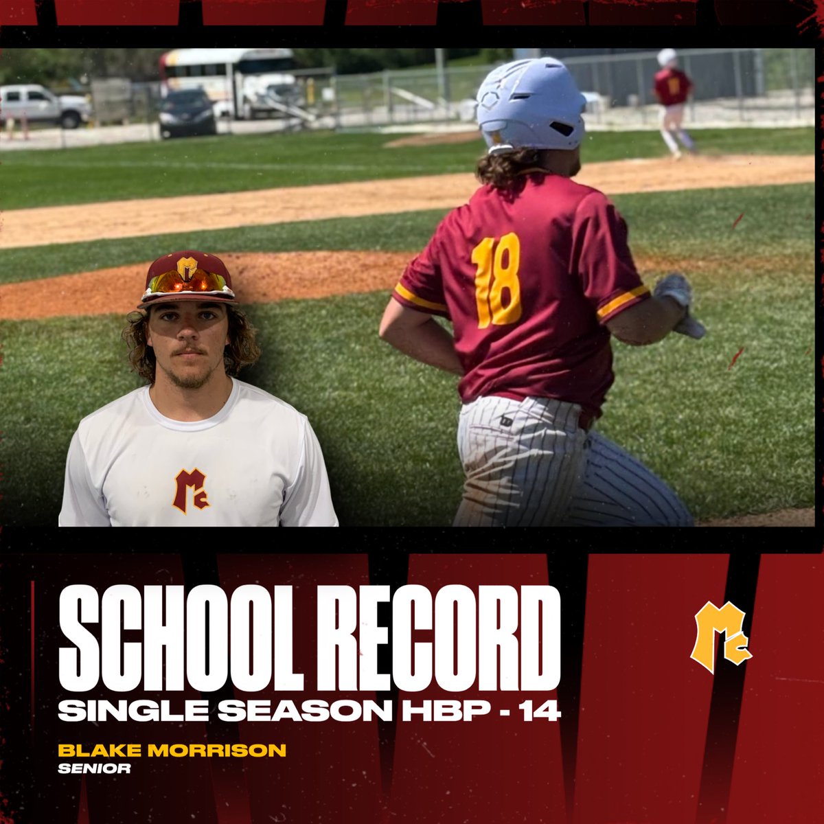 MavHSBaseball's tweet photo. Congratulations to senior Blake Morrison for breaking the Mav Baseball single season record for HBP in last night’s win at Northwestern #GoMavs https://t.co/ggsizPmMMm