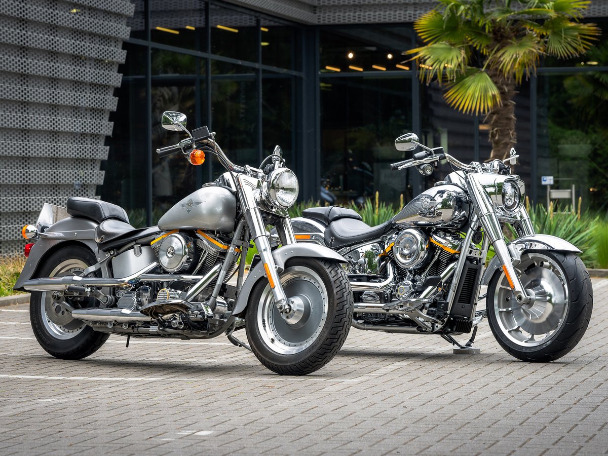 The new <a href="/harleydavidson/">Harley-Davidson</a> Fat Boy Gray Ghost arrived. Of course, we also have the ancestor from 1990 in our Thunderbike showroom.  #harleydavidson #fatboy #motorcycle