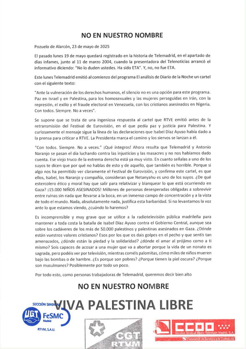 MediosmurciaFSC's tweet photo. 🔸Los medios públicos no desinforman. 
🔸Los medios públicos no manipulan. 🔸La gente que trabaja en los medios públicos exige decencia a quienes desde el poder alientan y permiten la mentira.

👍 Solidarias con trabajadores y trabajadoras de Telemadrid https://t.co/I5evmrIxV5