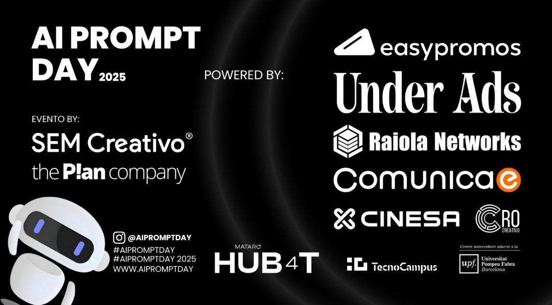 🤖 ¿Quieres aprender a usar la #InteligenciaArtificial en tu día a día? Mañana se celebra el #aipromptday2025 , el 1er evento sobre IA aplicada al mkt digital en #Barcelona.📱Organizado por <a href="/ThePlanCompany/">The Plan Company</a> y <a href="/crocreativo/">CRO Creativo</a> tendrá a ponentes 🔝
Más info 👉bit.ly/4jlN4QO