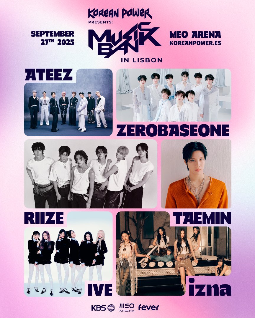 #ATEEZ and #ZEROBASEONE will attend Music Bank in Lisbon on Sep 27 (Sat) at the MEO Arena

#에이티즈 <a href="/ATEEZofficial/">ATEEZ(에이티즈)</a> #제로베이스원 #ZB1 <a href="/ZB1_official/">ZEROBASEONE</a>