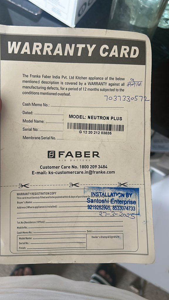 im_subhampoddar's tweet photo. @FaberIndia inspite of repeated visits no solution is provided. My Ro has not even completed 1 month and 5 times its parts have been changed but all in vain. Dehradun ofc unable to solve it. Pls resolve.@jagograhakjago https://t.co/pdSf25UJzD