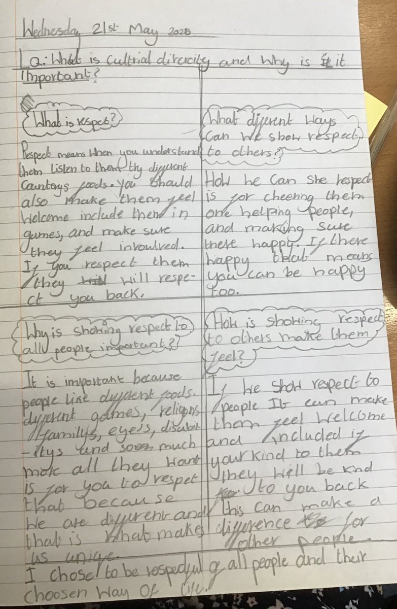 In Butterworth’s PSHE lesson this week, we have looked into the cultural diversity of London and thought about how we show respect to everyone and made posters about a cause we care about