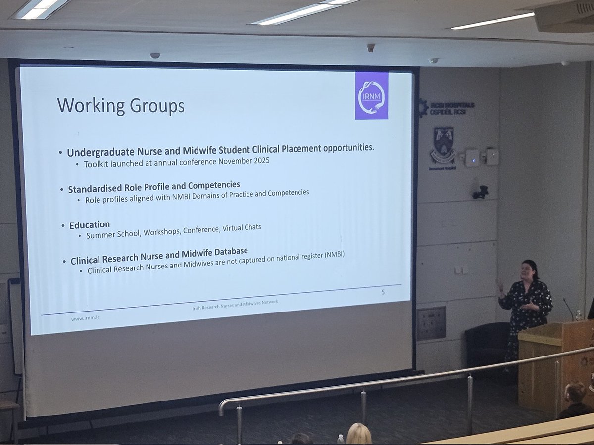 smythm86's tweet photo. @simonewalshRGN presenting on @Irish_RNM activities as part of the @Beaumont_Dublin @RCSI_Irl conference to celebrate International Clinical Trials Day. Well done Simone for representing the voice of research nurses and midwives in Ireland #BuildingResearchCapacity #IRNM2025 https://t.co/UbB0IC5GBG