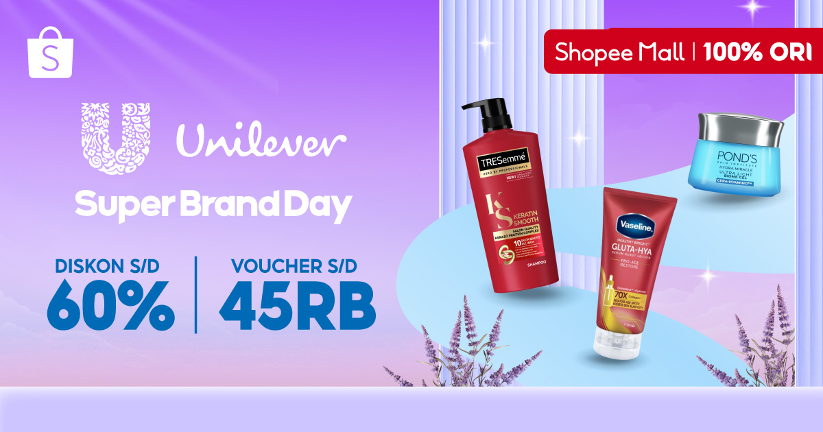 Waktunya manjakan diri bareng produk Unilever di Shopee! 🛍️

Nikmati promo di Unilever Super Brand Day dengan Diskon hingga 60% &amp; Voucher s/d 45RB! ✨ Checkout sekarang yukk 👉🏻 s.shopee.co.id/wVOhgH6j
