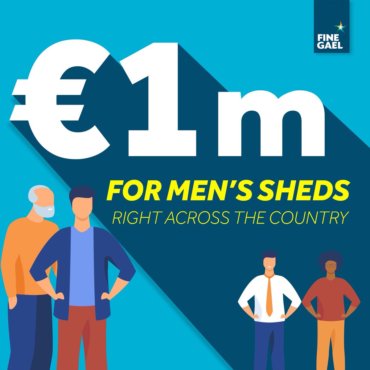 Fine Gael (@finegael) on Twitter photo Today, Minister <a href="/jerrybuttimer/">Jerry Buttimer TD</a> announced ā¬1 million in funding for up to 450 Menās Sheds right across the country. Today, Minister <a href="/jerrybuttimer/">Jerry Buttimer TD</a> announced ā¬1 million in funding for up to 450 Menās Sheds right across the country.