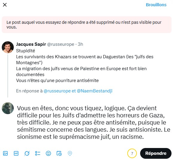 _LeBeauMarcel's tweet image. Le très courageux Jacques #Sapir, pour qui j&apos;avais de l&apos;estime. Une simple discussion, très calme, et il me répond puis me bloque sur une insulte très vulgaire. Je sens que j&apos;ai tapé là où ça fait mal. 

@insoumix2 @officielsoral