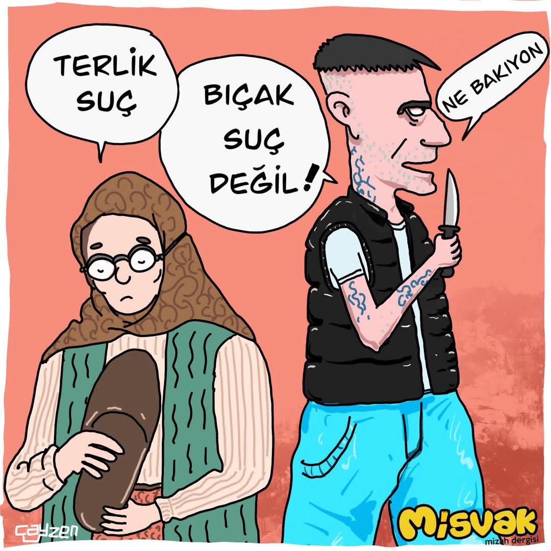 Katil bıçakla değil, terlikle gelse Tutuklanırdı.

Torununa atılan bir terliğin ‘silah’ sayıldığı, 14 yaşındaki Ahmet Minguzzi’yi öldürenlerin kullandığı bıçağın ise ‘silah’ sayılmadığı bir yer düşünün…