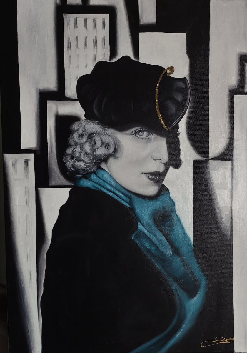 EZradickova's tweet photo. Tamara de Lempicka
70x50cm
Olej na plátně/ oil on canvas
Tento portrét je poctou samotné Lempické – ikoně mezi umělkyněmi první poloviny 20. století, známé nejen svým výtvarným stylem, ale i osobním šarmem a nezaměnitelným vzhledem. https://t.co/TCYHc25wln