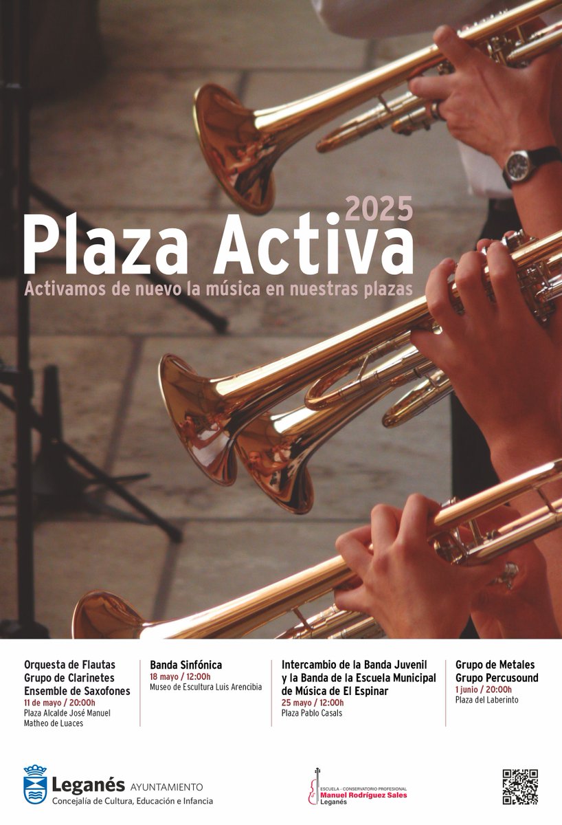 culturaleganes's tweet photo. 🎶 Plaza Activa 2025
Intercambio musical entre:
🎵 Banda Juvenil de la Escuela-Conservatorio Manuel Rodríguez Sales #Leganés
🎵 Banda de la Escuela Municipal de Música de El Espinar
📍 Plaza Pablo Casals
🗓️ 25 mayo 🕛 12:00h https://t.co/T1so4nIa9Q