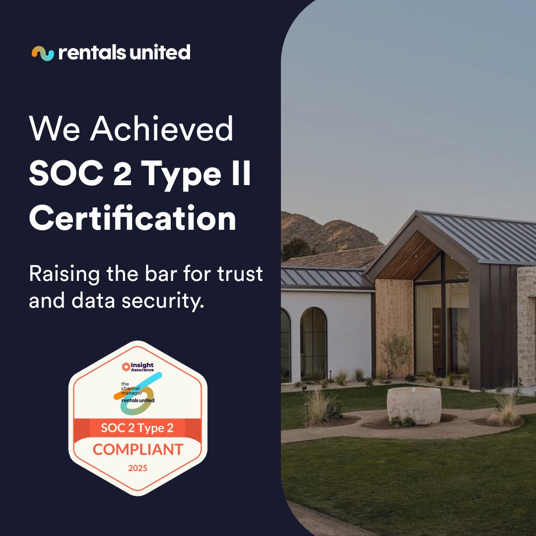 🎉 Big news: Rentals United is now SOC 2 Type II certified!
This milestone confirms our commitment to top-tier security, privacy, and data integrity across the board. 🛡️

We don’t just talk security, we prove it.

#SOC2 #Security #ShortTermRentals #PropTech #RentalsUnited