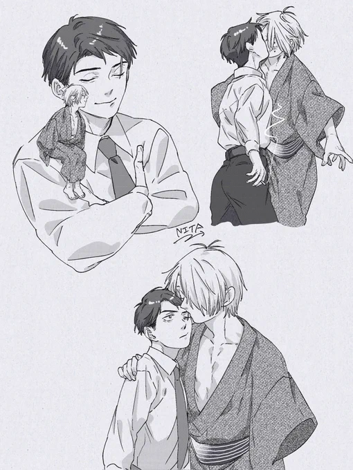 父水再掲です キスの日っつって漁ったら全然そういうの描いてねえのに気付いた