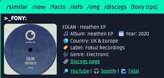 fonyspace's tweet image. Plugged @discogs API straight into the console.

Hit /discogs and fetch instant track data + streaming links.

Clean. Fast. No crates needed.
#musicAPI #Discogs #nowplaying