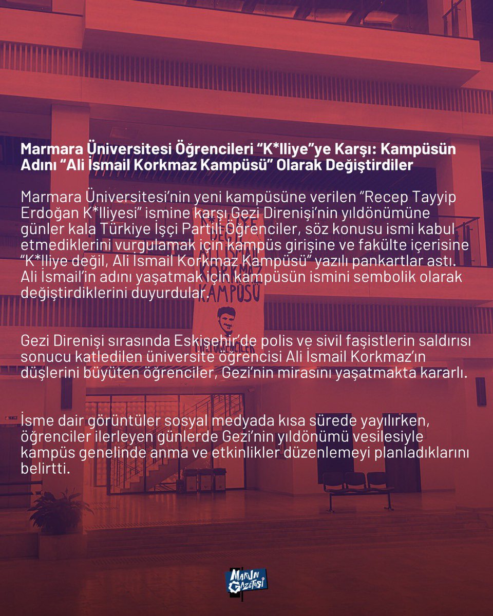 marungazetesi's tweet photo. K*lliye değil kampüs, Ali İsmail Korkmaz Kampüsü! https://t.co/bEIU378CgL
