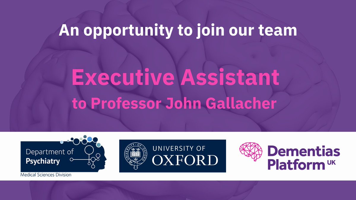 We are looking for an executive assistant to manage the administrative office of Professor John Gallacher, with his portfolio of high-value research grants and his university role within the Department of Psychiatry.  
zurl.co/HWuVX