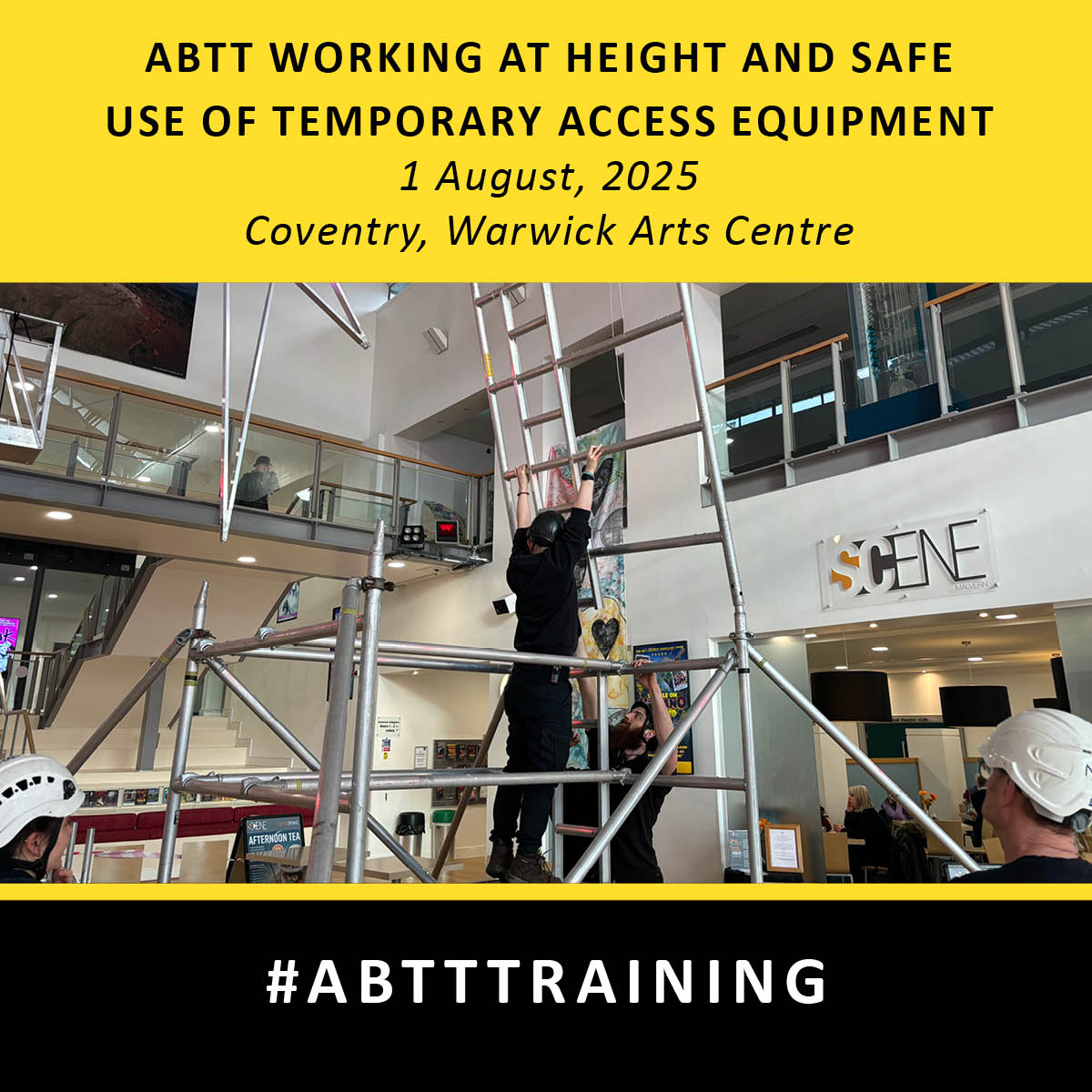 ABTT Working at Height &amp; Safe Use of Temporary Access Equipment -  ONE-DAY CPD COURSE
📅 1 Aug 2025 | 📍 Warwick Arts Centre, Coventry

✅ Ladders, trestles, Tallescopes &amp; more
✅ Inspection, planning &amp; safety
✅ CPD certified

🔗 Book now: abtt.org.uk/events/one-day…

#ABTTTraining