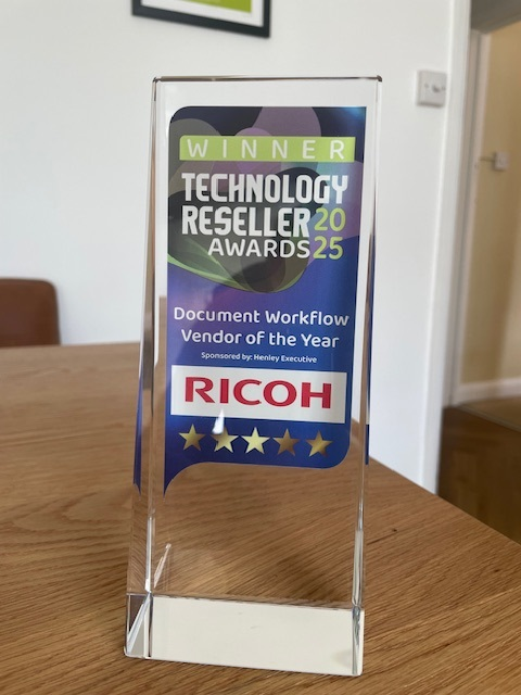 RicohUK's tweet photo. 🎉 Delighted to have picked up the Document Workflow Vendor of the Year award at the #TechnologyResellerAwards last night! 🏆
#DocumentManagement #WorkflowSolutions #TechnologyReseller https://t.co/i6fcxlRDB5
