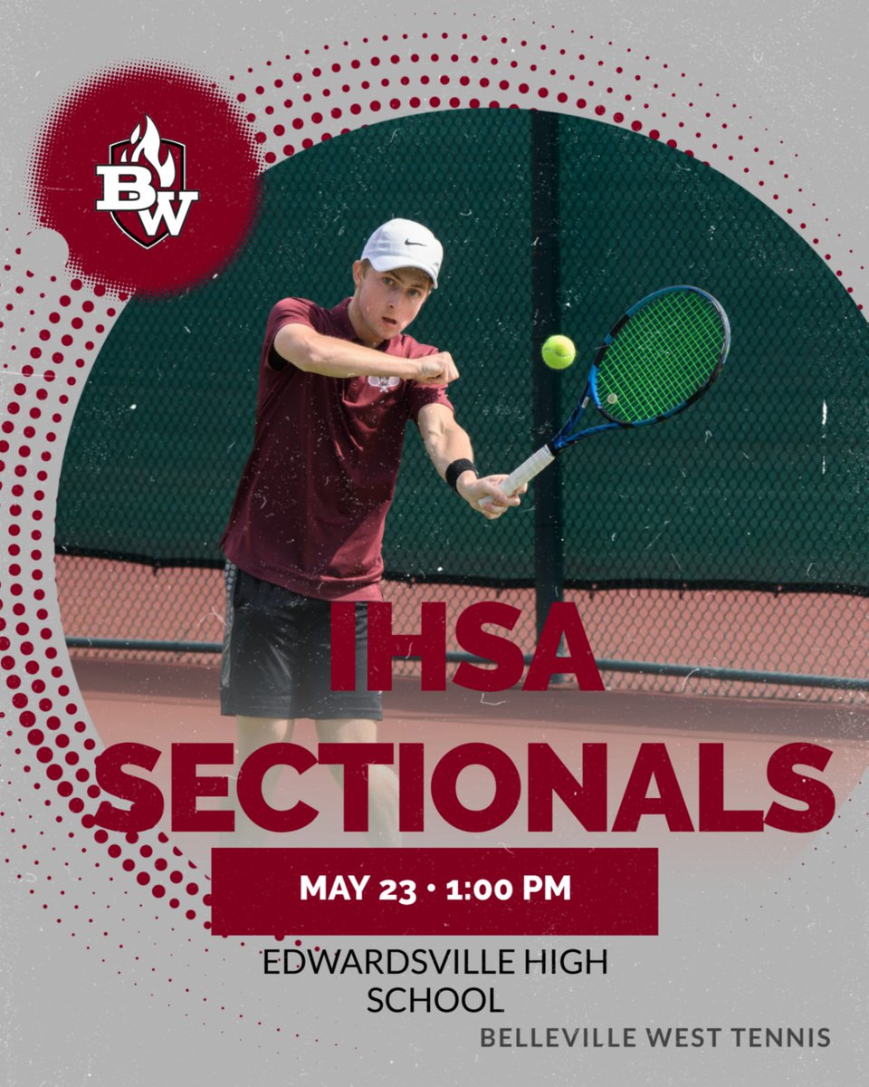 BWestAthletics's tweet photo. Good Luck to @BWMaroonsTennis today as they compete in the IHSA Sectional at Edwardsville High School. Matches start at 1:00 pm. #LETSGOMAROONS https://t.co/gxjAapLTt8