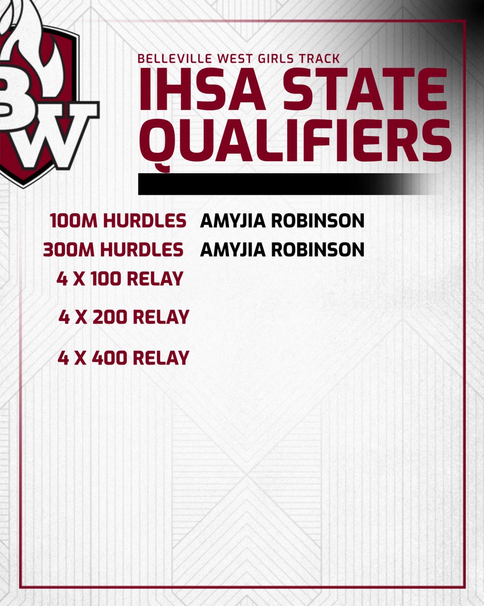 BWestAthletics's tweet photo. Good Luck to our @BWGirlsTrack team STATE QUALIFIERS who will compete in Charleston this afternoon. #LETSGOMAROONS https://t.co/o5z4lxhbU0