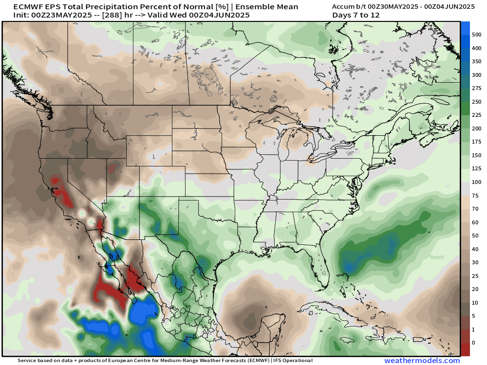 We continue to see wetter trends in the Ohio Valley - this is just a place that has remained consistently active and doesn't look to slow down substantially. 

Old on the left, new run on the right. Drier than normal in the N. Central US.