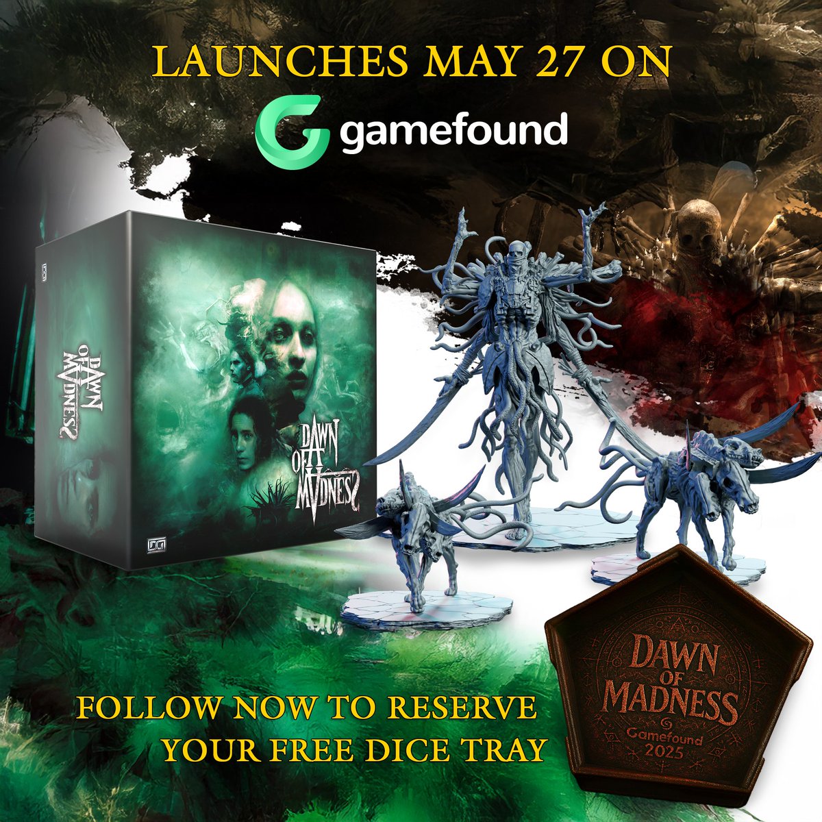 Dawn of Madness - Lovecraftian horror meets Silent Hill. Great writing, Awesome Art, and Horrifying Monster Design to boot. Opening May 27th.  bit.ly/DoMComplete
If any of these interest you give it a look. #gamefound #dawnofmadness