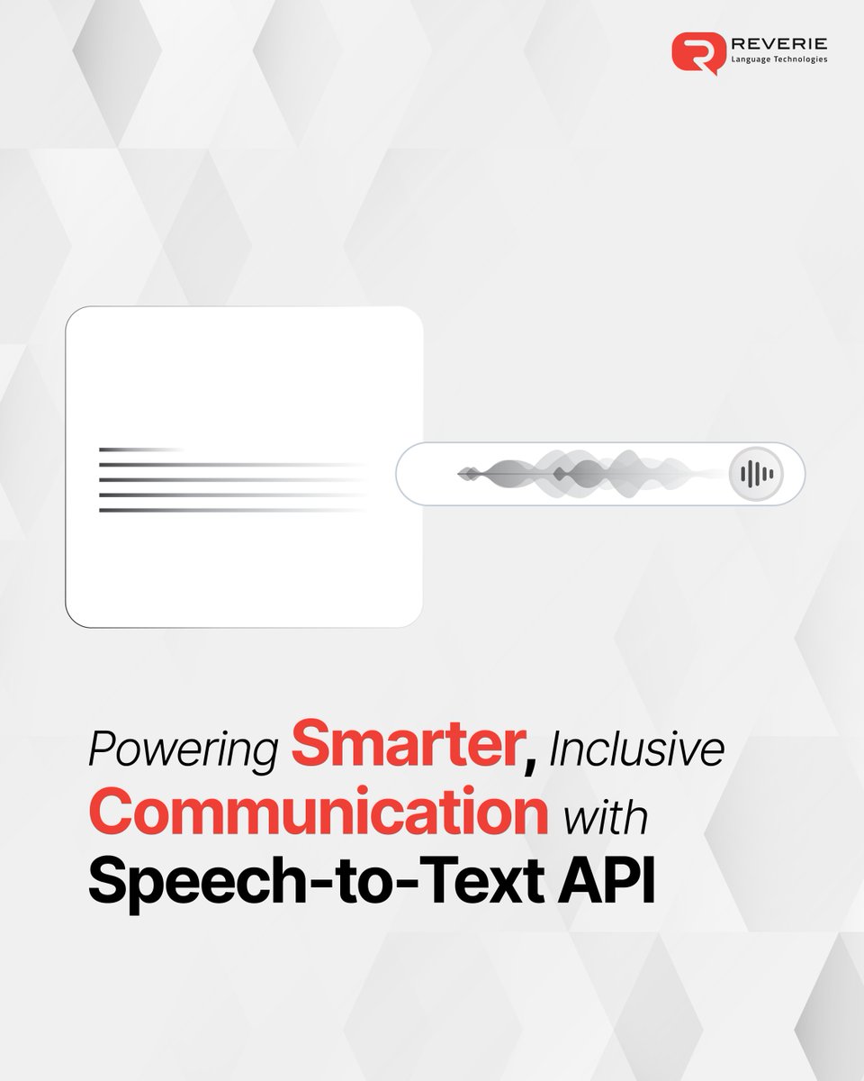 The Speech-to-Text API market is set to surpass $21B by 2034!

Reverie’s STT API leads with 🌟 top accuracy, 🌏 multilingual support &amp; 🔗 easy integration — turning voice into insight, globally.

Embrace the future: lnkd.in/gdqCihzw #VoiceAI #STT #AI