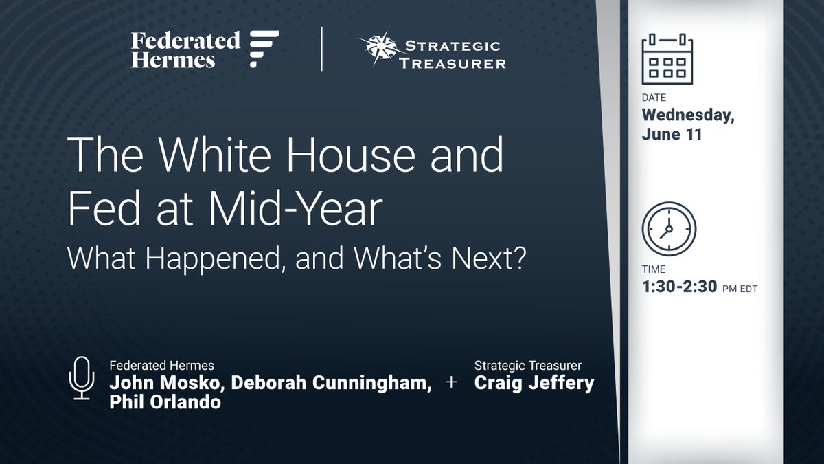 🌍 US Economy Mid-Year Review (2025) 📊

5 months into the new admin, we’ll dive into the impact of the Fed, the economy’s current state, and what to expect for the rest of 2025 &amp; 2026.

This is one🔥 HOT🔥 topic. Register now! strategictreasurer.com/webinar-the-wh…