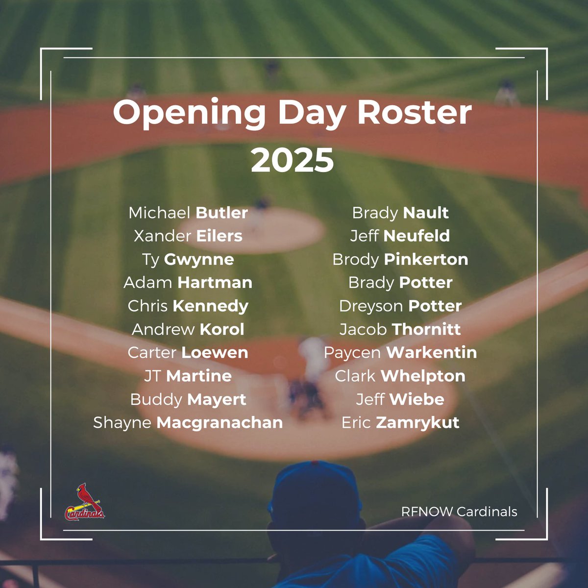 #OpeningDay roster 2025.
#CardsNation