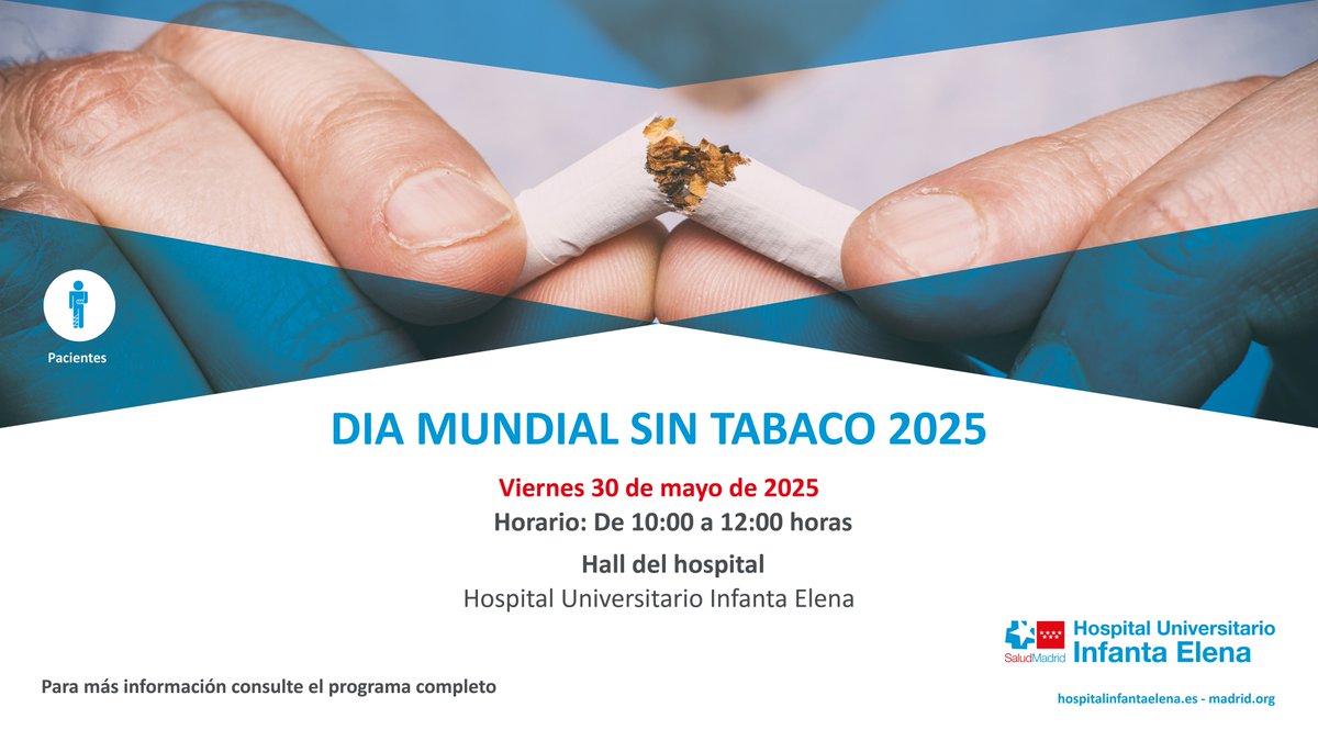 #Agenda 📆 El próximo lunes 26 de mayo celebraremos el #DíaMundialSinTabaco con un taller de prevención del tabaquismo en el <a href="/iesneilarmstro1/">IES Neil Armstrong</a>, y el viernes 29 con una jornada que incluirá mesas informativas en el hall principal donde realizaremos espirometrías desde las 10:00h.