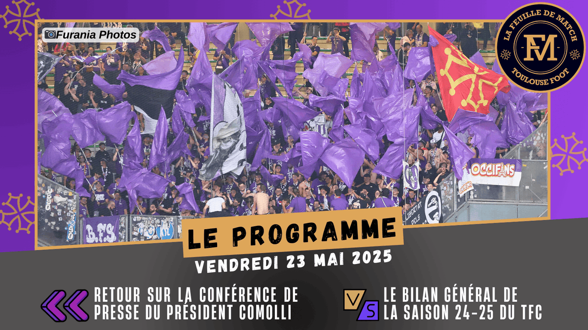 FDM Toulouse Foot (@fdmtoulousefoot) on Twitter photo 📻Le programme de la #FDMToulouse Foot de ce vendredi 20H
▶️Retour sur la conférence de presse du Président Comolli
▶️Le bilan général de la saison 2024-2025 du TFC
📞Réagissez en commentaires ou au 05 61 80 40 40
💜Nous suivre en direct
📻<a href="/radiooccitania/">Radio Occitania</a> 98.3 FM - 📻Le programme de la #FDMToulouse Foot de ce vendredi 20H
▶️Retour sur la conférence de presse du Président Comolli
▶️Le bilan général de la saison 2024-2025 du TFC
📞Réagissez en commentaires ou au 05 61 80 40 40
💜Nous suivre en direct
📻<a href="/radiooccitania/">Radio Occitania</a> 98.3 FM -