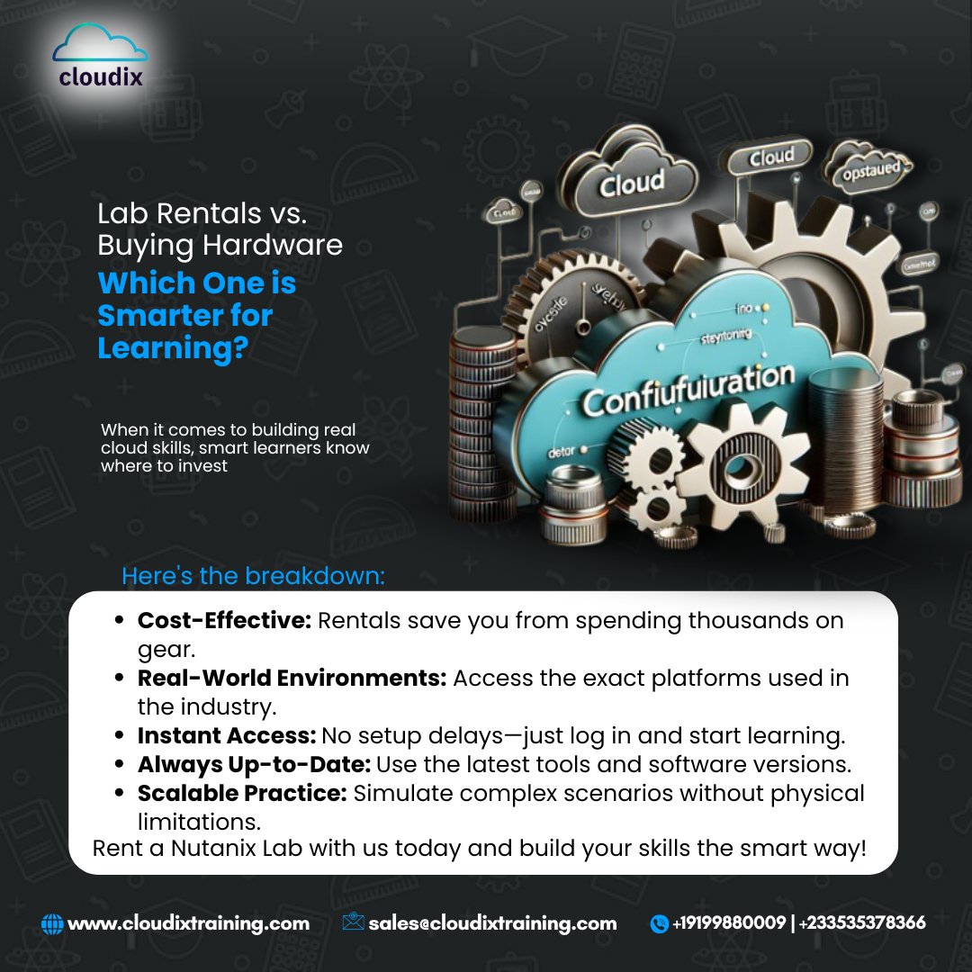 CloudixT's tweet image. Why buy bulky servers when you can train smarter in the cloud?

Rent a Nutanix Lab with Cloudix today and build your skills the smart way!

#CloudixTraining #LabRental #CloudLabs #NutanixLab #CloudComputing #Nutanix #cloudixt #AdentaKumi