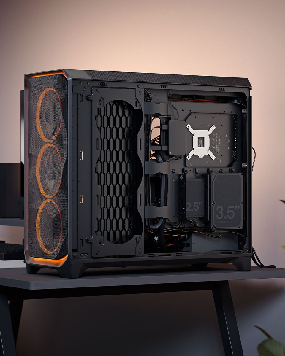 fractalofficial's tweet photo. Achieve a neat and tidy look with Meshify 3 series, featuring a clean interior layout including a cable cover and new cable aligners for easy routing. https://t.co/iWqepakJzn