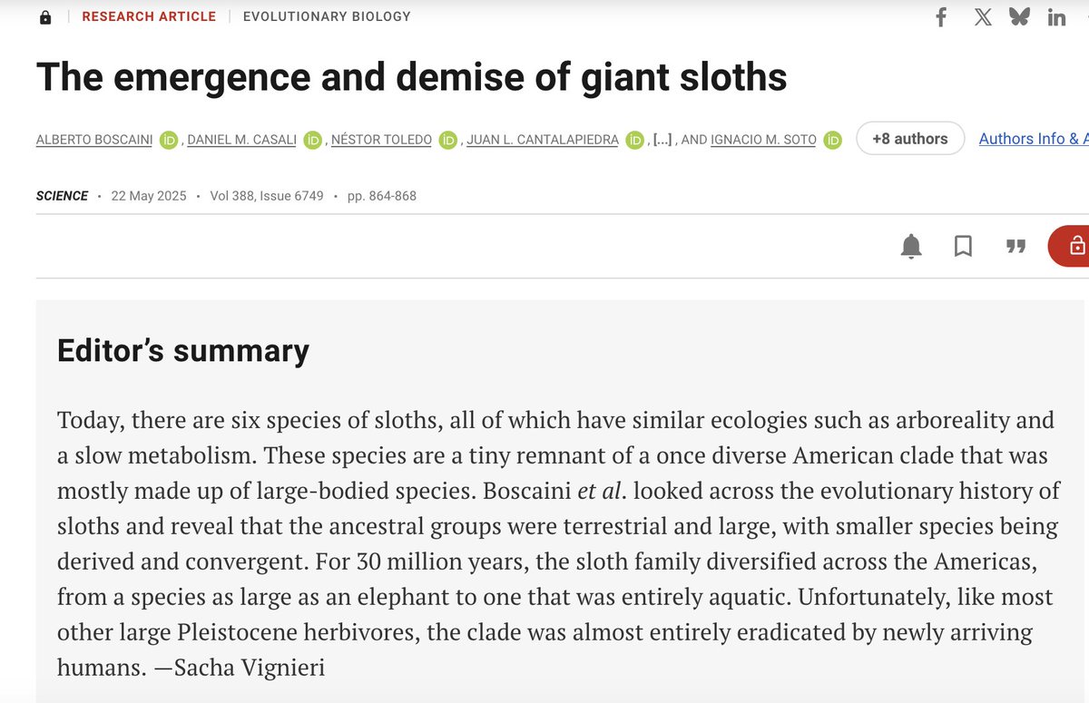 Luke Glowacki (@hsb_lab) on Twitter photo More evidence that the arrival of humans in the Americas led to the extinction of numerous species of large ground sloths. <a href="/ScienceMagazine/">Science Magazine</a> More evidence that the arrival of humans in the Americas led to the extinction of numerous species of large ground sloths. <a href="/ScienceMagazine/">Science Magazine</a>