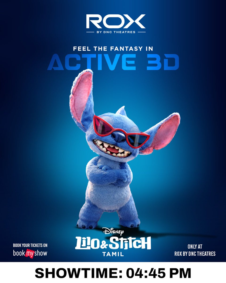 dnctheatresoffl's tweet photo. Feel the fantasy. Fly with Stitch!

#LiloAndStitch in Active 3D at #ROXbyDNCTheatres

@vijaywest

Book your tickets on #BookMyShow

#DNCTheatres #OhanaTime #FamilyFunAtDNC
#StitchIsBack #KidMovieMagic #AlienAdventure
#LiloAndStitchOnTheBigScreen #MovieTimeWithStitch #FunForKids https://t.co/gjErlODJi9