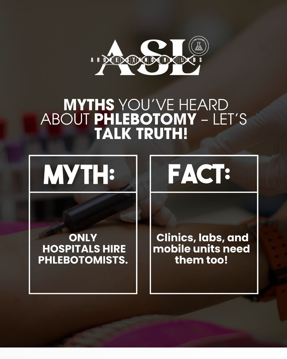 There’s a lot of misinformation out there, but we’re here to clear it up! 💬

Phlebotomy is a rewarding, in-demand career and easier to start than you think. 🩸

👉 Enroll now: form.jotform.com/250605871786062
.
#PhlebotomyTraining #PhlebotomyJourney #HealthcareFacts #BreakTheStigma