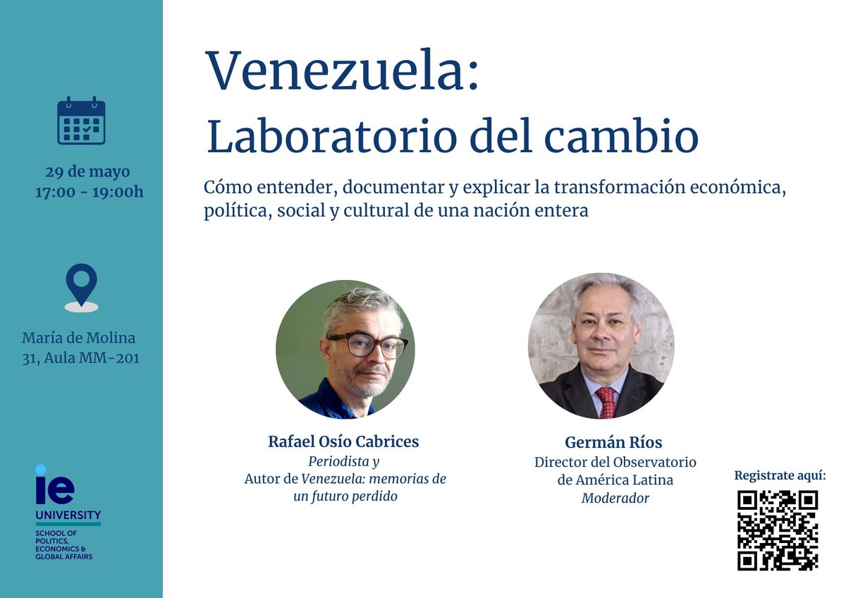 Germán Ríos (@grrios) on Twitter photo El próximo 29 de Mayo estaremos en <a href="/IEuniversity/">IE University</a>/<a href="/iespega/">IE School of Politics, Economics & Global Affairs</a> con Rafael Osío Cabrices conversando sobre Venezuela y su último libro "Memorias de un Futuro Perdido"
<a href="/manuelmunizv/">Manuel Muñiz</a>
<a href="/igorgaloanza/">igorgaloanza</a>
<a href="/IlkeToygur/">Dr. Ilke Toygür (@ilketoygur.bsky.social)</a>
<a href="/EnricoLetta/">Enrico Letta</a> El próximo 29 de Mayo estaremos en <a href="/IEuniversity/">IE University</a>/<a href="/iespega/">IE School of Politics, Economics & Global Affairs</a> con Rafael Osío Cabrices conversando sobre Venezuela y su último libro "Memorias de un Futuro Perdido"
<a href="/manuelmunizv/">Manuel Muñiz</a>
<a href="/igorgaloanza/">igorgaloanza</a>
<a href="/IlkeToygur/">Dr. Ilke Toygür (@ilketoygur.bsky.social)</a>
<a href="/EnricoLetta/">Enrico Letta</a>