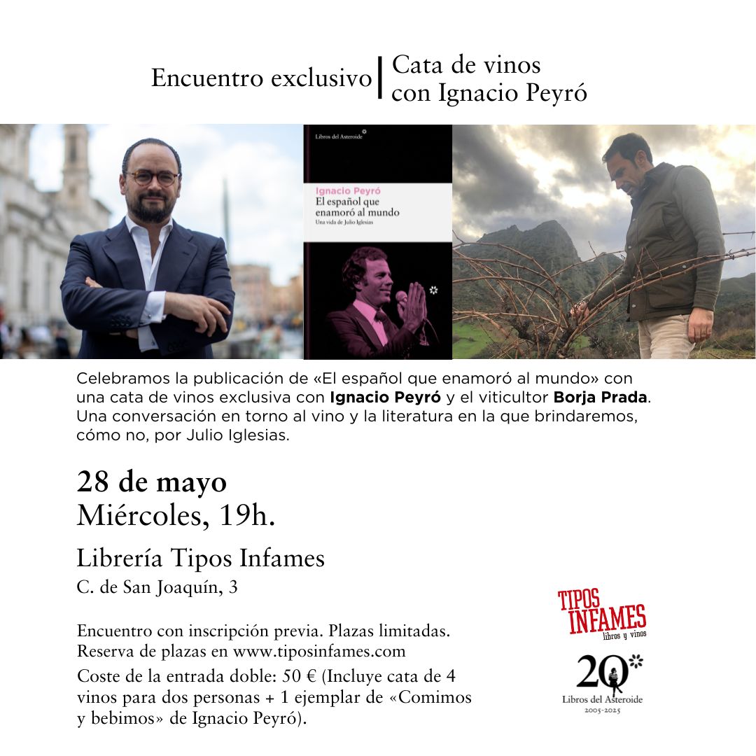 Libros del Asteroide (@librosasteroide) on Twitter photo #agenda #Madrid El próximo miércoles <a href="/ignaciopeyro/">Ignacio Peyró</a> y el viticultor Borja Prada ¡hacen una cata de vinos!
Os esperamos en <a href="/tiposinfames/">Tipos Infames</a>
Más información aquí: bit.ly/4kBCXsb
¿Venís? 🍷📚 #agenda #Madrid El próximo miércoles <a href="/ignaciopeyro/">Ignacio Peyró</a> y el viticultor Borja Prada ¡hacen una cata de vinos!
Os esperamos en <a href="/tiposinfames/">Tipos Infames</a>
Más información aquí: bit.ly/4kBCXsb
¿Venís? 🍷📚