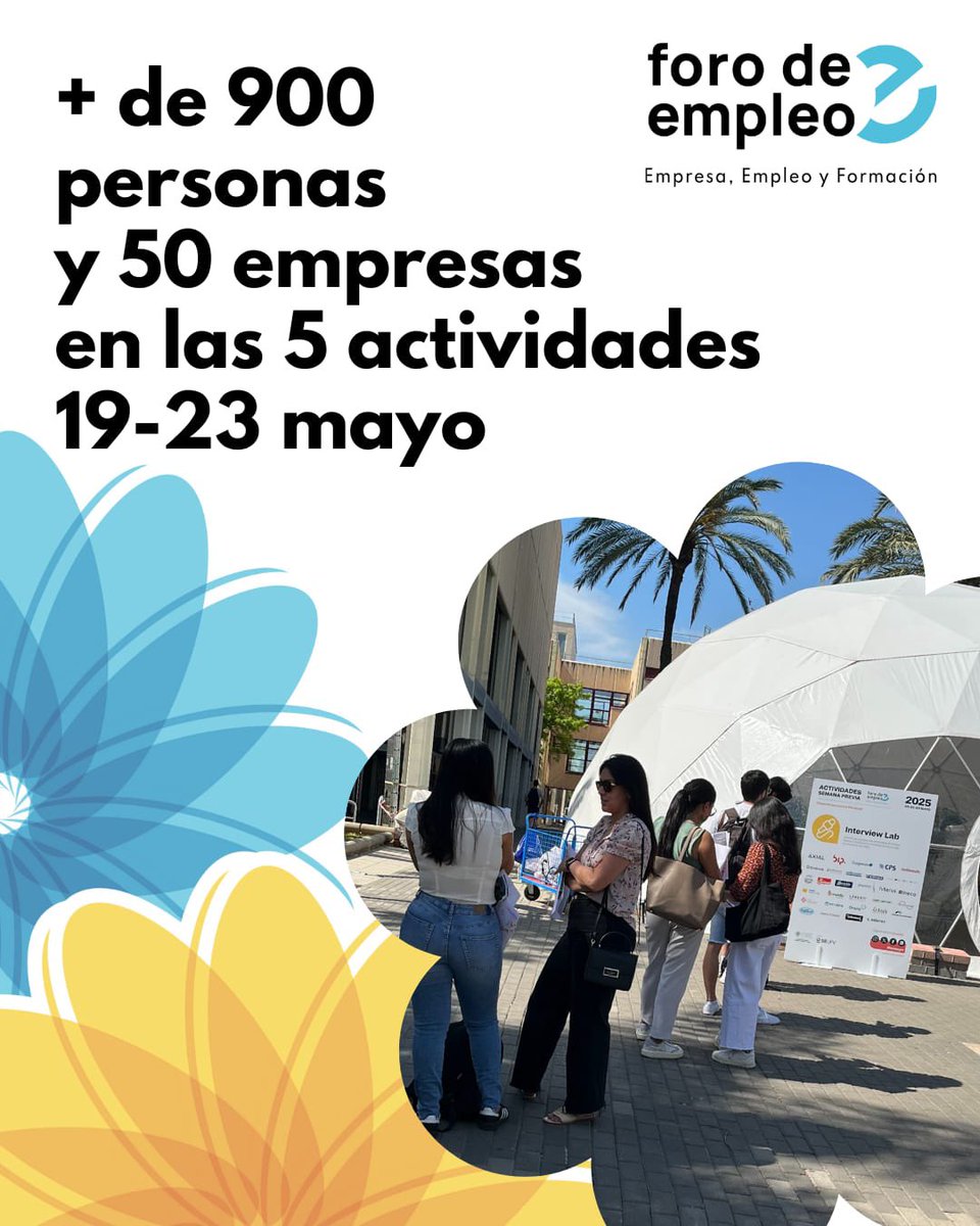 upvsie's tweet photo. Del 19 al 23 de mayo  + de 9️⃣0️⃣0️⃣participantes se han preparado con 5 actividades diferentes:  IA aliada 🤖, preséntate en 1 minuto elevator pitch 🛗, revisión de cv 📄, huella digital👣 e interview lab 📹 con 5️⃣0️⃣ empresas 
😁Te esperamos los días 28 y 29 de mayo en #foroeupv https://t.co/ALfw84arOS