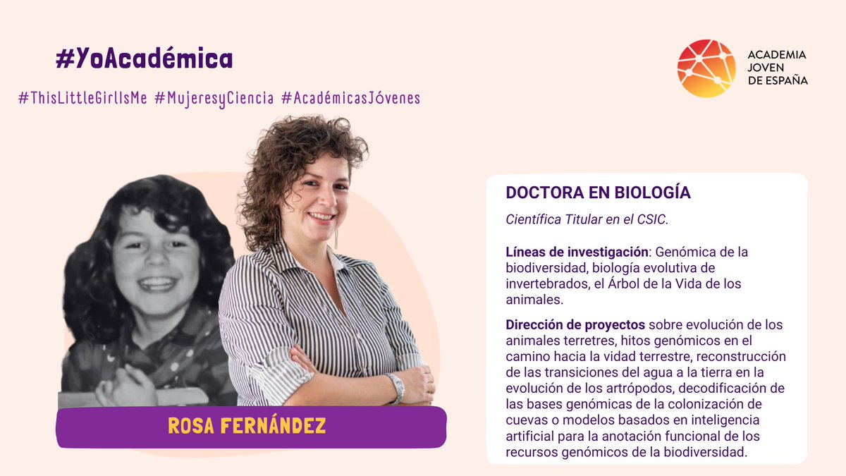 Academia Joven de España (@academia_joven) on Twitter photo En el #DíaMundialDeLaBiodiversidad queremos destacar el trabajo de la #AcadémicaJoven <a href="/Rosamygale/">Rosa Fernández</a>.
#ThisLittleGirlIsme #YoAcadémica #MujeresyCiencia #AcadémicasJóvenes
Podéis saber más sobre su trayectoria en:
academiajoven.es/actividades/yo… En el #DíaMundialDeLaBiodiversidad queremos destacar el trabajo de la #AcadémicaJoven <a href="/Rosamygale/">Rosa Fernández</a>.
#ThisLittleGirlIsme #YoAcadémica #MujeresyCiencia #AcadémicasJóvenes
Podéis saber más sobre su trayectoria en:
academiajoven.es/actividades/yo…