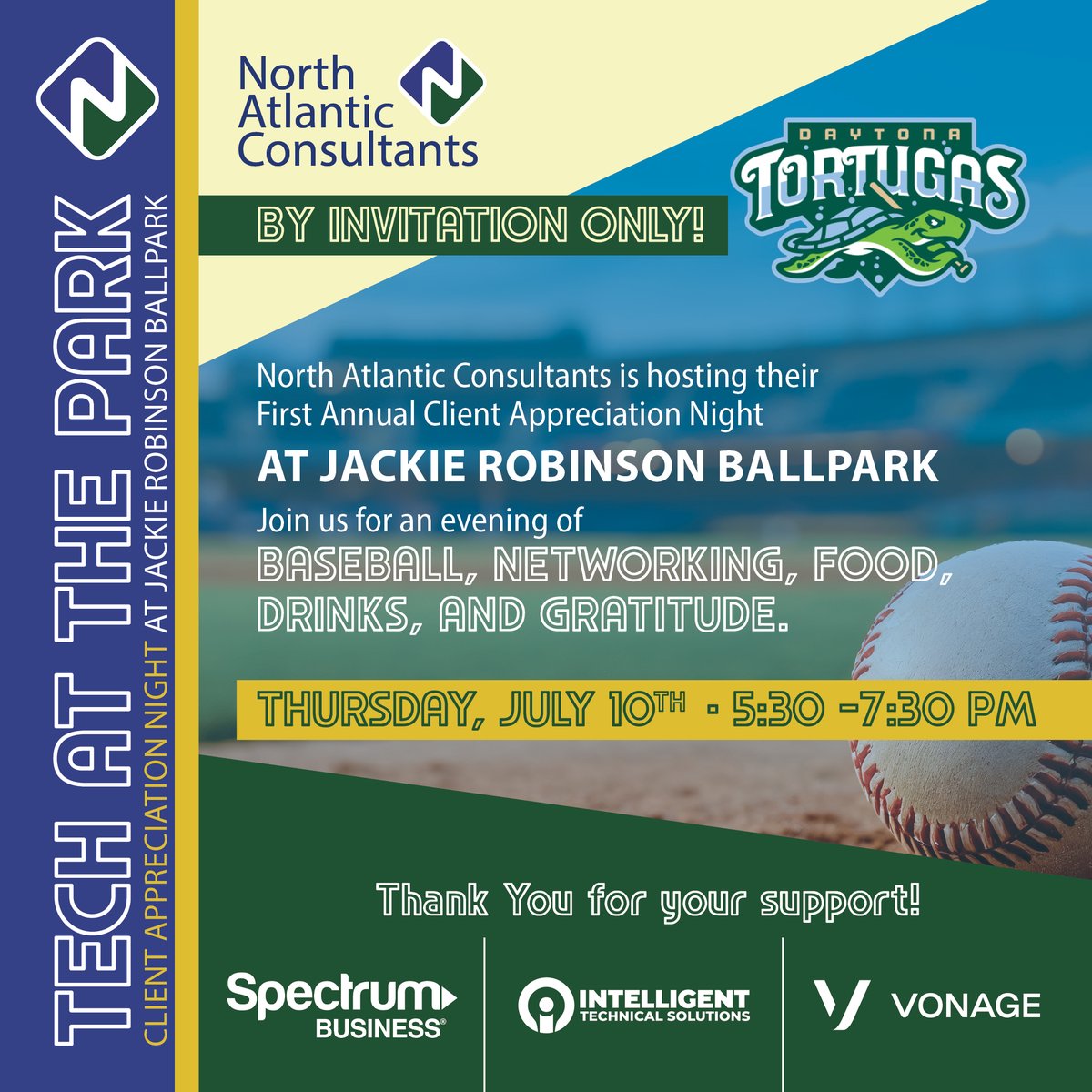 🎉 Invitations are out!
Join us for Tech at the Park on July 10 at Jackie Robinson Ballpark!
An evening of appreciation, open bar, BBQ buffet, and great company—all on us thanks to our amazing sponsors:
<a href="/SpectrumBiz/">Spectrum Business</a>, @ITSdelivers, <a href="/Vonage/">Vonage</a>

📅 Don’t miss it! #TechAtThePark